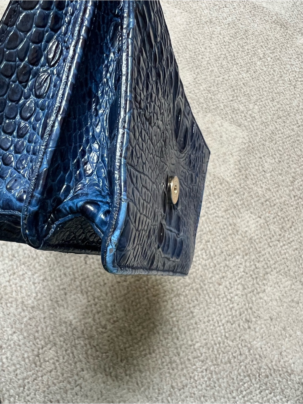 Brahmin Navy Croc-Embossed Leather Crossbody with Gold Accent - Picture 6 of 12